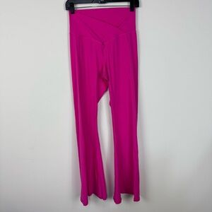 Sunzel Hot Pink Barbie Criss Cross Flare Yoga Pants Leggings Workout